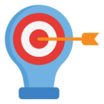 A light bulb with a target in the bulb and an arrow sticking out of the target.